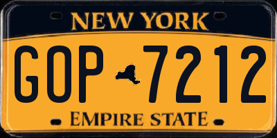 NY license plate GOP7212