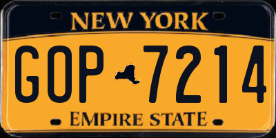 NY license plate GOP7214