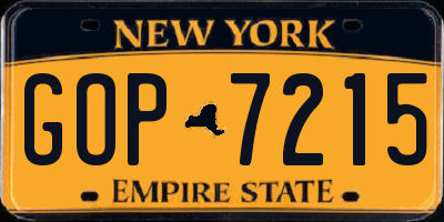 NY license plate GOP7215