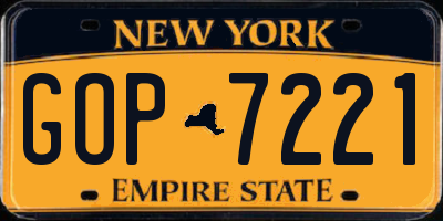 NY license plate GOP7221