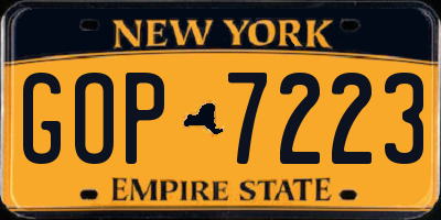 NY license plate GOP7223