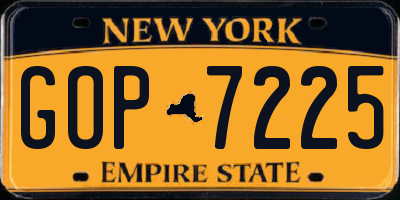 NY license plate GOP7225