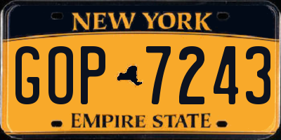NY license plate GOP7243