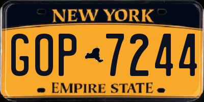 NY license plate GOP7244
