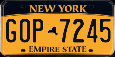 NY license plate GOP7245