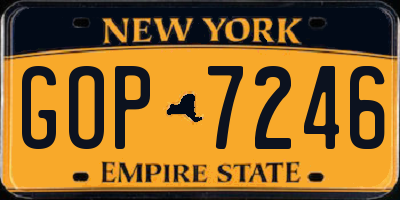 NY license plate GOP7246