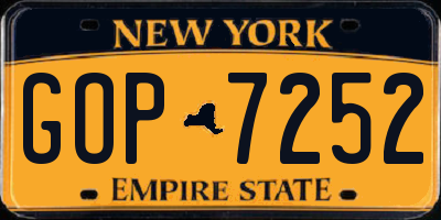 NY license plate GOP7252