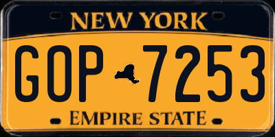 NY license plate GOP7253