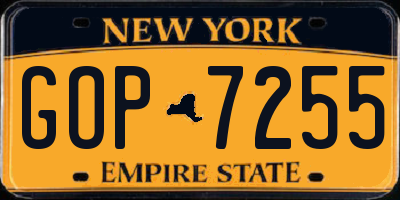 NY license plate GOP7255