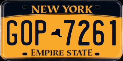 NY license plate GOP7261