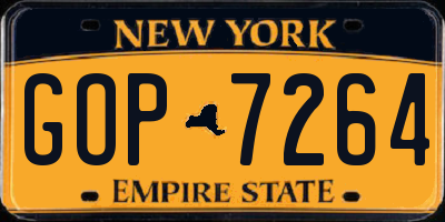 NY license plate GOP7264