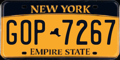 NY license plate GOP7267