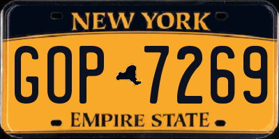 NY license plate GOP7269