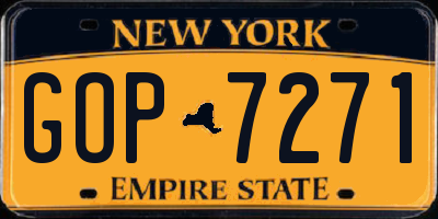 NY license plate GOP7271