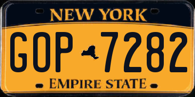 NY license plate GOP7282