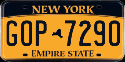 NY license plate GOP7290