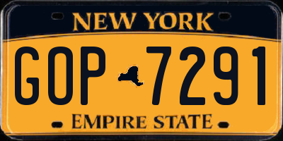 NY license plate GOP7291