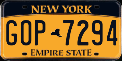 NY license plate GOP7294