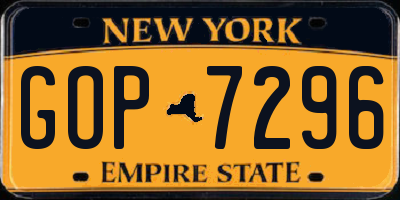 NY license plate GOP7296