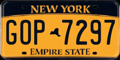 NY license plate GOP7297