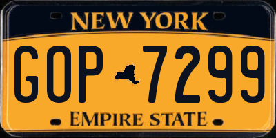 NY license plate GOP7299