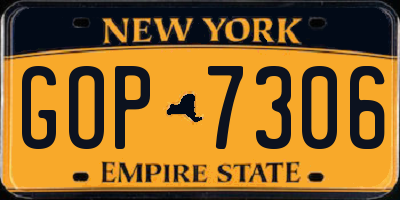 NY license plate GOP7306