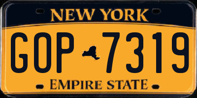 NY license plate GOP7319