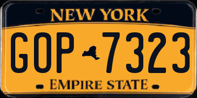 NY license plate GOP7323