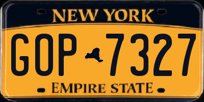 NY license plate GOP7327