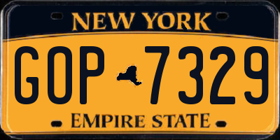 NY license plate GOP7329