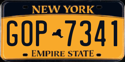 NY license plate GOP7341