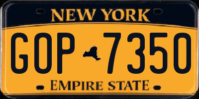 NY license plate GOP7350