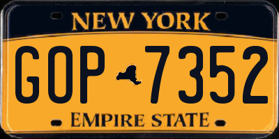 NY license plate GOP7352