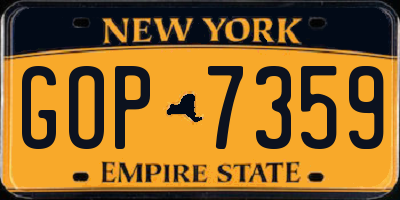 NY license plate GOP7359