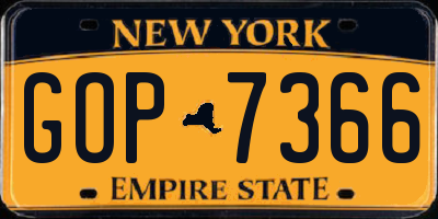 NY license plate GOP7366