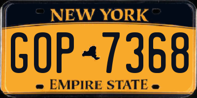 NY license plate GOP7368