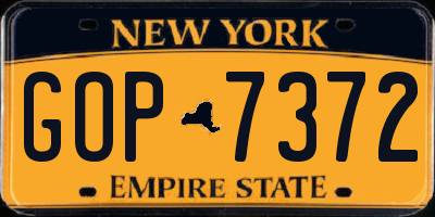 NY license plate GOP7372