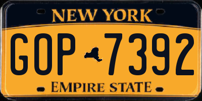 NY license plate GOP7392