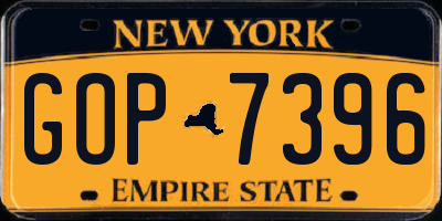 NY license plate GOP7396