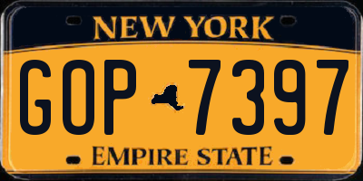 NY license plate GOP7397