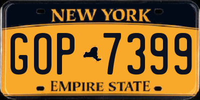 NY license plate GOP7399