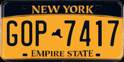 NY license plate GOP7417