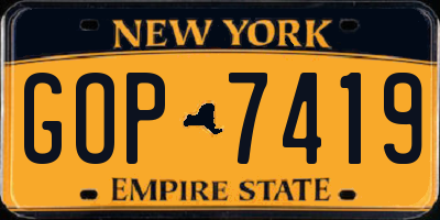 NY license plate GOP7419