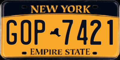 NY license plate GOP7421