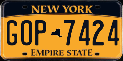 NY license plate GOP7424
