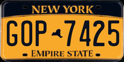 NY license plate GOP7425