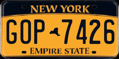 NY license plate GOP7426