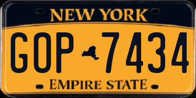 NY license plate GOP7434