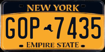 NY license plate GOP7435