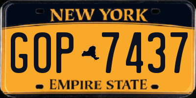 NY license plate GOP7437